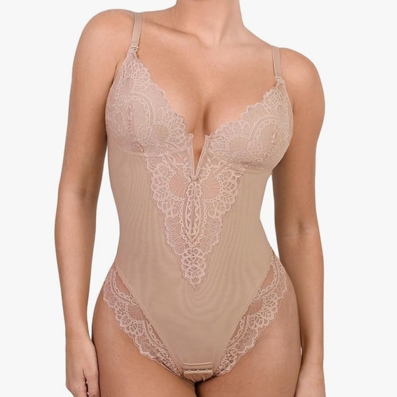 Popilush Other - NEW Popilush Lace TrimThong Bodysuit Nude XXL NWT
